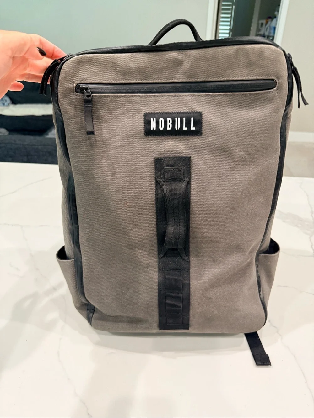 NOBULL Gray Canvas Daypack with Black Trim